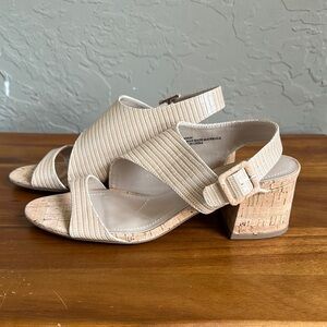 Charles by‎ Charles David size 8 cork heel, Elegant Beige Strappy Sandal